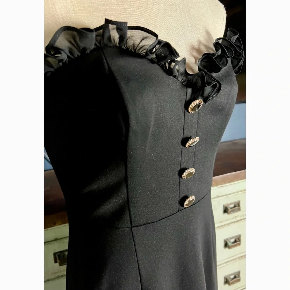 Anthropologie Strapless Ruffle Side Slit Dress 6 - Picture 3 of 10